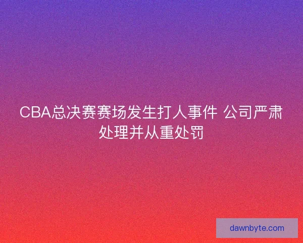 CBA总决赛赛场发生打人事件 公司严肃处理并从重处罚